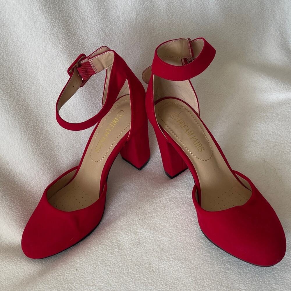 Dream Pairs Bold Red Ankle Strap Heels